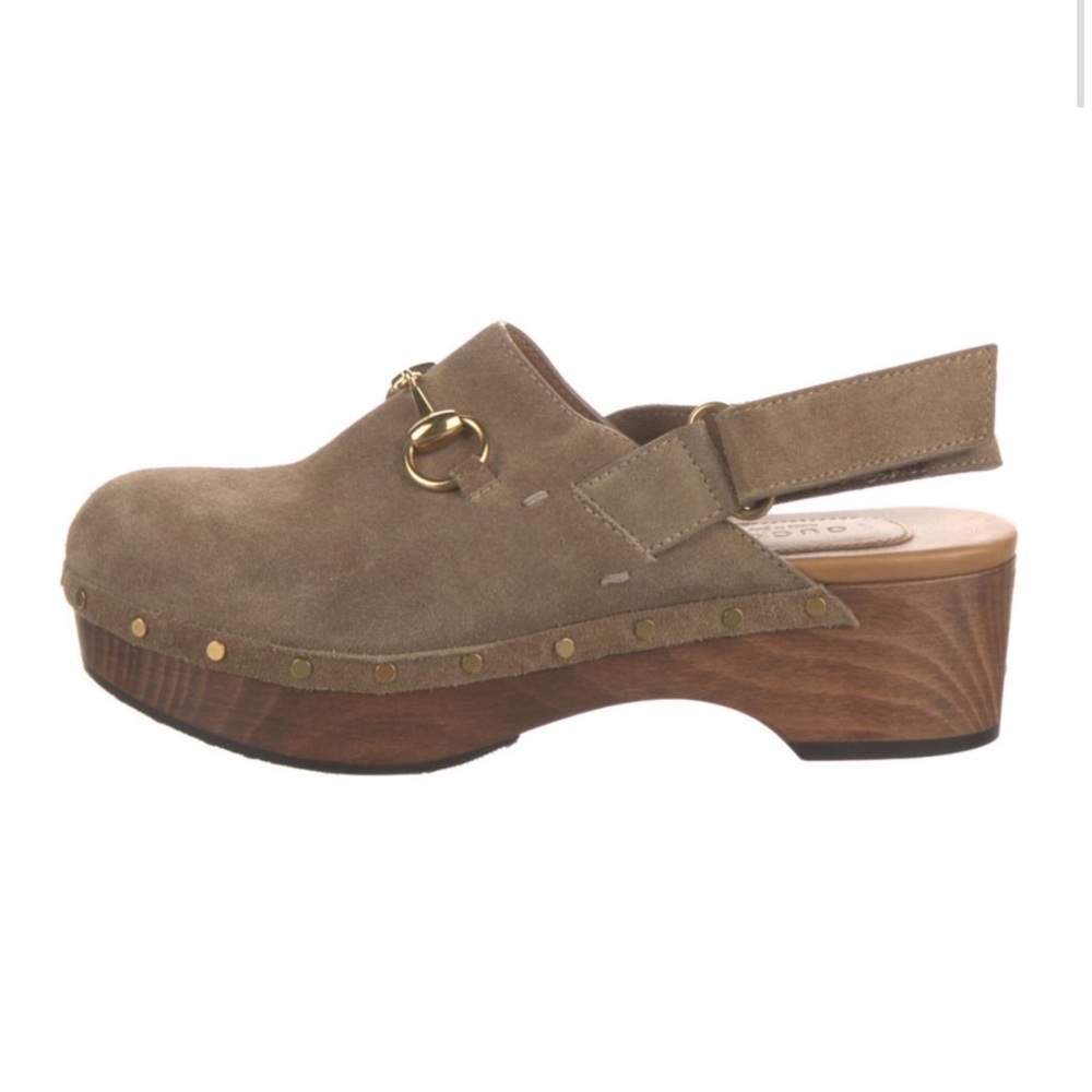 Gucci Horsebit Accent Suede Slingback Pumps